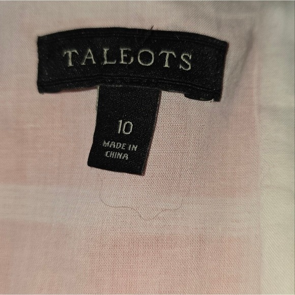 Talbots Coral Striped Sheath Dress Sz 10 Crochet Sleeveless Linen Cotton Blend‎ - Picture 9 of 9